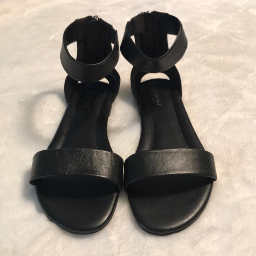 Black leather sandals